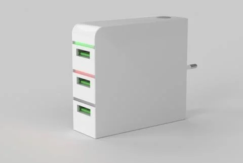 Electrical adapter to USB port on a white background 3d render Stock Illustration