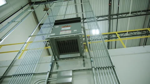 Electrical and air systems communications with cables and metal pipes inside Stock Footage 282323106