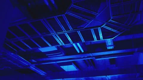 Electrical and air ventilation system communications with cables and metal pipes Stock Footage 199044295