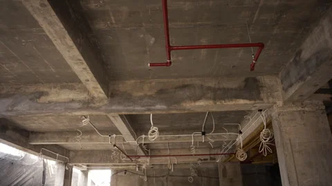 Electrical and fire safety systems installation in building under construction Stock Footage 271571327