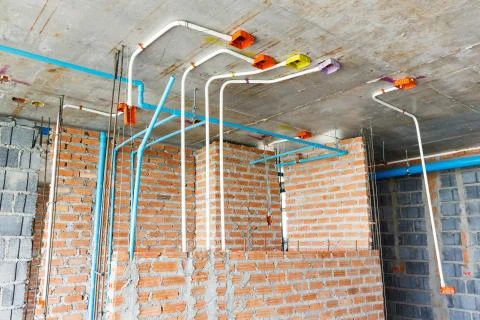 Electrical and sanitary distribution system Stock Photos