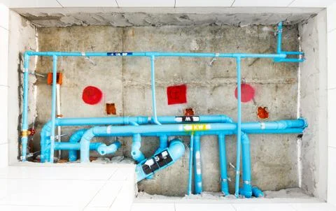 Electrical and sanitary distribution system Stock Photos