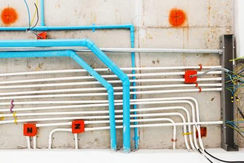 Electrical and sanitary distribution system Stock Photos