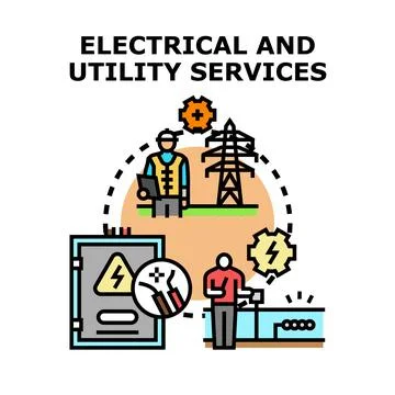 Electrical and utility services management concept illustration Illustrazione stock
