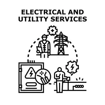 Electrical and utility services management concept illustration Illustrazione stock