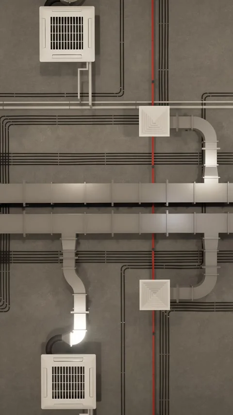 Electrical and ventilation systems. Сommunications under the ceiling Stock Footage 292237598