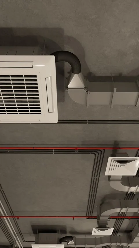 Electrical and ventilation systems. Сommunications under the ceiling Stock Footage 292239212