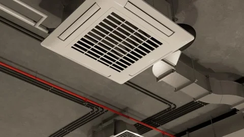 Electrical and ventilation systems. Сommunications under the ceiling Stock Footage 292239687