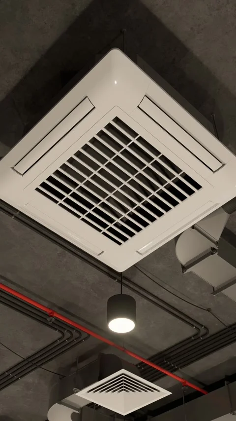 Electrical and ventilation systems. Сommunications under the ceiling Stock Footage 292241292