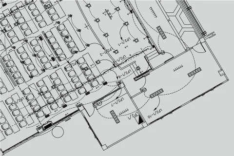 Electrical Architectural background, architecture plan, construction drawing Illustrazione stock