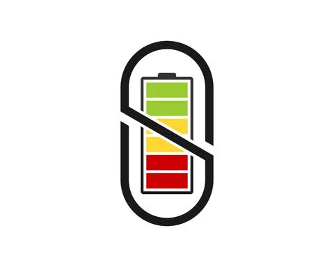Electrical battery with infinity S letter initial Stock Illustration