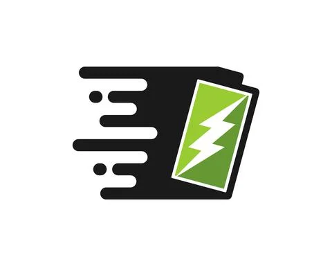 Electrical battery with lightning and fast symbol Stock Illustration