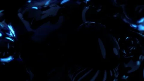 Electrical blue shining translucent liquid metaspheres on black イラスト素材