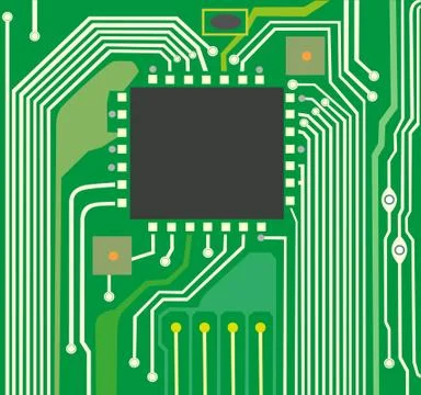 Electrical board with a computer chip Stock Illustration