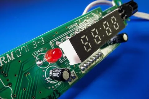 Electrical board with digital indicator and other elements Foto stock
