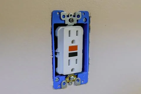 Electrical box for switch and plug with wires while new house construction Stock Photos