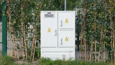 Electrical box with warning labels. High... | Stock Video | Pond5