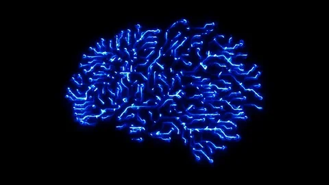 Electrical Brain Waves. Digital Synapses, Artificial Intelligence Stock Footage 121122492