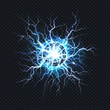 Electrical burst, ball lightning realistic vector Stock Illustration
