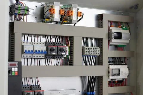 Electrical cabinet with automation control system Stock Photos