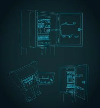 Electrical cabinet blueprints Stock Illustration