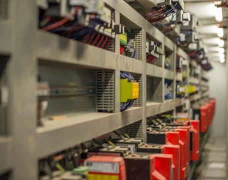 Electrical cabinet. Blured engineering background Foto stock