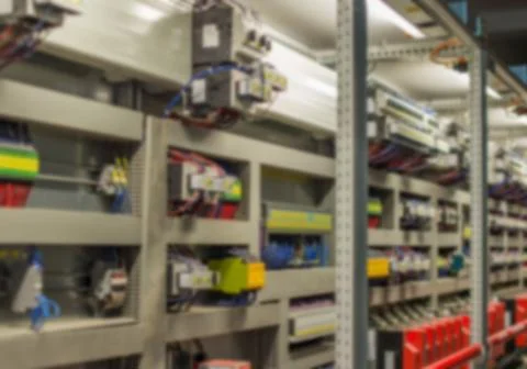Electrical cabinet. Blured engineering background Foto stock