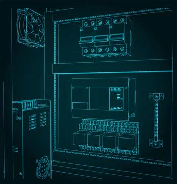 Electrical cabinet close up Stock Illustration