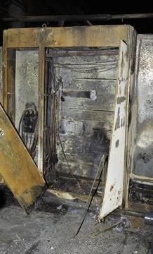 Electrical cabinet destroyed Stock Photos