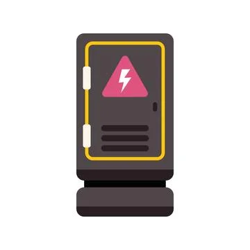 Electrical cabinet showing high voltage sign with lightning bolt symbol Stock Illustration