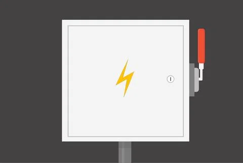 An electrical cabinet with switch, transformer, toggle switch, vector illus.. Illustrazione stock