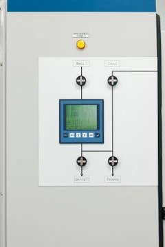 Electrical Cabinet with touch panel on the door Stock Photos