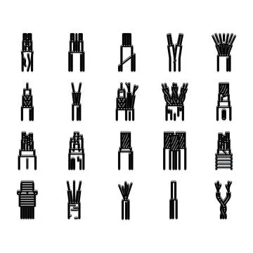 Electrical cable and wire icon collection set Stock-Illustration