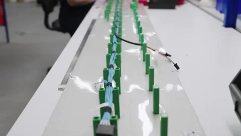 Electrical cable assembly in a technology focused manufacturing facility Stock Footage 331247403