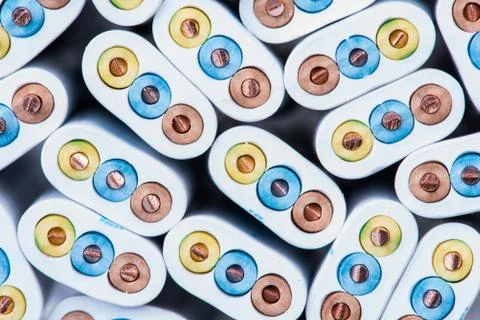 Electrical cable close-up, cross section Foto stock