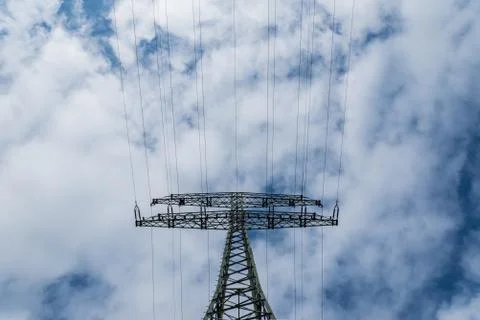 Electrical cable in a cloudy day Stock Photos