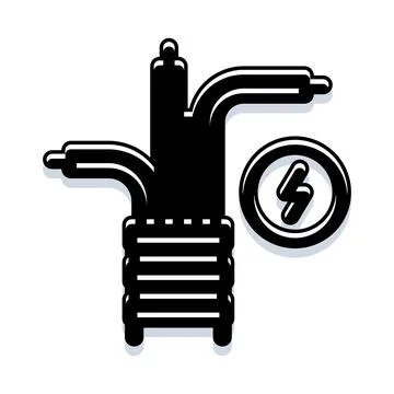 Electrical cable connection with flash symbol Stock Illustration