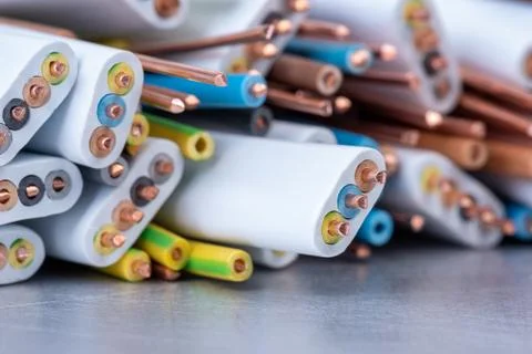 Electrical cable cord and copper wire Stock Photos