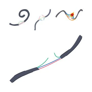 Electrical cable damage causing short circuit and wiring problem Stock Illustration
