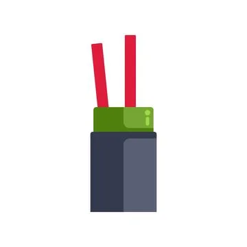 Electrical cable with exposed wires connecting a power source Stock Illustration