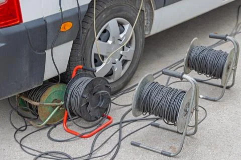 Electrical Cable Reels Stock Photos