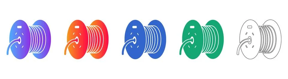 Electrical Cable Spool with Connector Vector Icons Stock Illustration