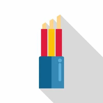 Electrical cable with stripped wires showing flat design Stock Illustration