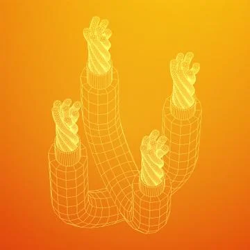 Electrical cable wireframe 스톡 일러스트