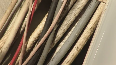 Electrical cables in engine room on Coast Guard Cutter in Baltimore, Maryland US Stock Footage 105543628