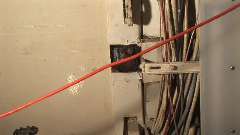 Electrical cables in engine room on Coast Guard Cutter in Baltimore, Maryland US Stock Footage 105543650