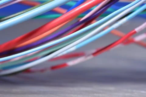 Electrical cables on metal background 스톡 사진