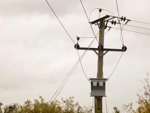 Electrical cables over head power supply sky Stock Photos