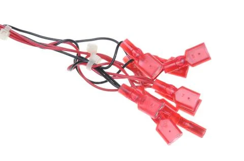 Electrical cables with red terminals Stock Photos