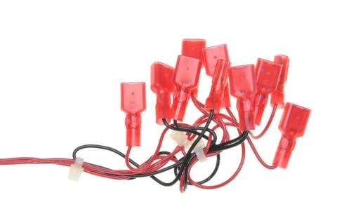Electrical cables with red terminals Stock Photos